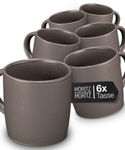 Moritz & Moritz NORDIC Kaffeetassen Grau 300ml Hochwertiges Steinzeug Tassen mit Henkel für Kaffee & Tee