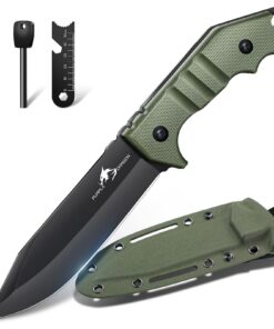 Purple Dragon Outdoor Messer Feststehende Klinge Geschenk für MännerBushcraft und Camping D2 Stahl Full Tang Grün Kydex