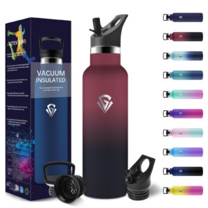 Thermosflasche BPA-Frei 500ML Edelstahl Doppelwandig Kohlensäuregeeignet Auslaufsichere Isolierung mit Strohhalm