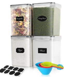 5.2L Luftdicht Vorratsdosen 4er Set | BPA-frei mit Löffeln & Etiketten für Küche, Zucker, Müsli & Katzenfutter