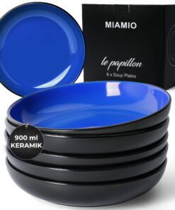 MIAMIO - 900 ml Geschirrset, Suppenteller, Salatschüssel - Le Papillon Kollektion für Familie und Freunde