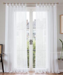 TOPICK Schllaufenschals 2er Set Wohnzimmer modern Leinenoptik OEKO-TEX STANDARD 100