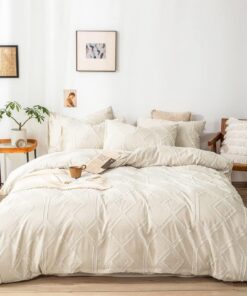 Lanqinglv Beige Boho-Ceschic Bettwäsche 135x200 cm | Exquisite Handgefertigt mit Stickerei und Getüftel | Für Dich und D