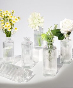 6er Set Kleine Glasvasen 13 cm für Tischdeko Hochzeit & Party