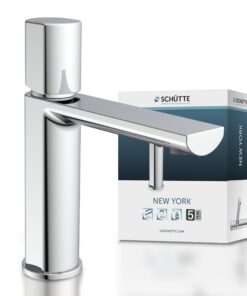 Schütte 33610 NEW YORK Waschtisch mit Ablaufgarnitur und Pop-Up Ventil für das Badezimmer, chromfarben, Mischbatterie mi