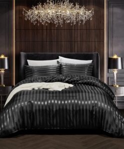 Tospass Satinbettwäsche Schwarz 3 Teilig + Reißverschluss, glatt & weich, Luxus Set 220x240 cm, Hautfreundlich