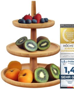 Dimono® Bambus-Etagere 3-Etagen Premium für Candy-Bar Partys (Bambus)