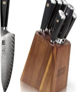 SHAN ZU 7-teiliges Küchenmesserset für Professionelle mit G10 Griff und japanischem 10Cr15CoMoV Spitzenstahl - GYO Serie