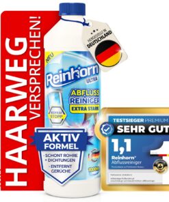 REINHORN Abflussreiniger Extra Stark - Haare 100% auflösend - Aktivformel schont Rohre & pflegt Dichtungen (1 x 1000ml)