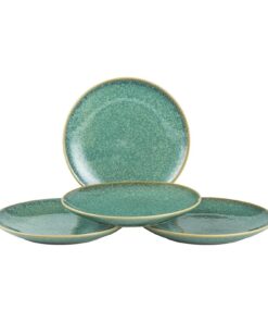 HENXFEN LEAD Porzellan Dessertteller 4er Set 20cm Glänzend Grün Runde Kuchenteller