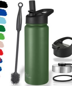 Milu Edelstahl Trinkflasche 500ml - Isolierte Thermosflasche mit Strohhalm, Auslaufsichere Isolierung, Kohlensäure geeig