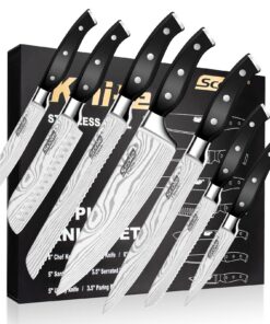 SCOLE® Ultra Scharfe Küche Messersatz für Profis mit Geschenkbox 7-Piece Set Japanischer Edelstahl Ergonomisches Griff