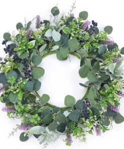 Dremisland Eukalyptus-Türkrans mit Lavendel Dekoration Für Haustür Und Fenster Feierliche Deko