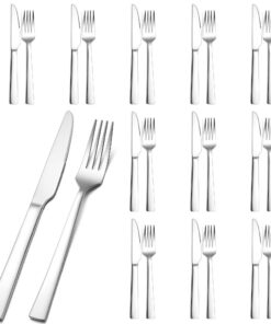 Herogo 24-teilig Edelstahl Steakbesteck Set für 12 Personen | Silber Messer und Gabeln | Hochwertig | für Pizza/Steak |