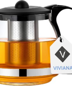 Viviana hitzebeständige Teekanne für losen Tee – Edelstahl Infuser & Klarglas-Optik (1700ml)