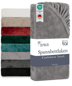 Blumtal Spannbettlaken Cashmere Touch 160x200 cm - Plüschig, oeko-Tex zertifiziert, Bettlaken für Winter - weiches, mikr