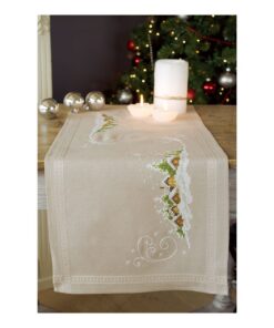 Vervaco Stickpackung Kreuzstitch Winterdorf im Schnee Weihnachten Vorgezeichnet Stickset 40 x 100 cm