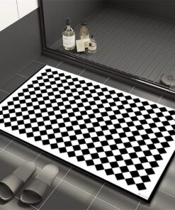 Rutschfest Waschbar Badematte Schachbrett 40x60cm für Bad und Dusche | Bad Badezimmer Teppich Softmath Rutschfest Wasch
