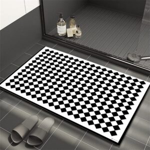 Rutschfest Waschbar Badematte Schachbrett 40x60cm für Bad und Dusche | Bad Badezimmer Teppich Softmath Rutschfest Wasch