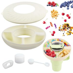 CHRI Snackschale Zubehör Stanley Cup 40oz Snackteller mit Deckel und Strohhalm Abdeckung für Fans (4 Fächer Beige)