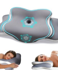 Ergonomisches Nackenkissen Nackenschmerzen - Memory Foam Kissen für Seiten, Rücken & Bauchschläfer mit Kühlung (Grau)