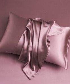 2er Set Luxus Kopfkissenbezug 40x80 cm Altrosa Rosa Glänzend Uni Muster OEKO-TEX