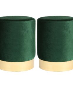 Harbour Housewares Runde Samtpouffes Grün 29x36cm - Bequemer Velvet Hocker