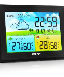 Wetterstation Funk mit Außensensor - Innen & Außen Temperatur/Luftfeuchte, Wettervorhersage, Barometer & Mondphase - Dig