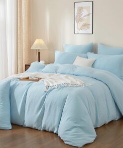 Boqingzhu Temperaturregulierende Muslin Bettwäsche – Weich & Atmungsaktiv,ideal für Winter und Sommer, 155×220 cm Blau,O