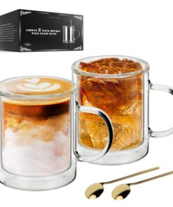 LIBWYS Doppelwandige Latte Macchiato Gläser (2x350ml) für Heißgetränke und Bier mit Hitzebeständiger Glaskontur und Edel