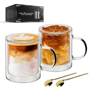 LIBWYS Doppelwandige Latte Macchiato Gläser (2x350ml) für Heißgetränke und Bier mit Hitzebeständiger Glaskontur und Edel