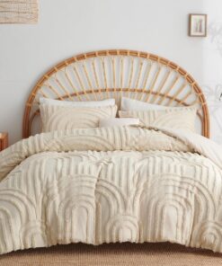 Lanqinglv 2er Set Boho Stil Getuftet Beige Geometrisch Shabby Chic Exquisite Stickerei Kopfkissenbezug 40x80cm OEKO-TEX