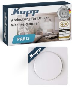 Kopp PARIS Hochwertige IP20 LED-Dimmer-Abdeckung - Arktis-Weiß - 5,7 x 5,7 cm - Drehknopf Kopp PARIS LED-Dimmer-Abdeckun