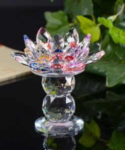 Kristall Kerzenhalter Lotus - Lotus-Kerzenhalter mit Glaskugel für Heimdekoration und Hochzeitsfeier, 11,4 cm, bunt | K