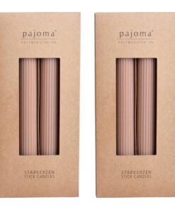 Geriffelte Stabkerzen Nude | 8 Stück | 23 cm Höhe | 19 Stunden Brenndauer | 20% Soy wax + 80% Paraffin | einfarbige Kerz