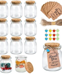 12er Set 200ml Glasflaschen mit Korken - Perfekt für Marmelade, Joghurt & Hochzeitsgeschenke Party Favors