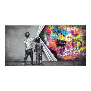 YONGAO Graffiti-Gemälde-Druck auf Leinwand für Wohnzimmer (60x120cm)