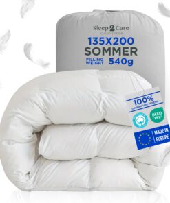 Sommerdecke 135x200 | Entspannung und Tiefenschlaf für das Bett | Öko-Tex Zertifizierte 100% Daunen & Federn, 540 gr. Fü