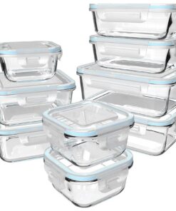 Glas Frischhaltedosen mit Deckel für Küche - 9er Set mit 9 Deckeln