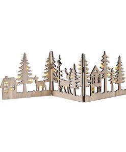 Spetebo LED Deko Winter Panorama - beleuchtete Weihnachtsstadt Silhouette - für Tischdekoration - 22 x 16 cm - warm weiß