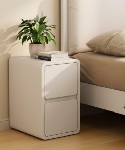 Schmaler AQIMUELE Nachttisch mit Lederoberfläche, Beistelltisch für Schlafzimmer und Wohnzimmer | AQIMUELE Narrow Night