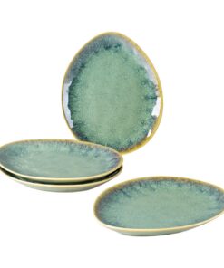Henten Home Steingut Snack- & Dipschalen 20x17cm Modernes Grün Design für 4 Personen