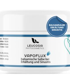 VapoFlux 50 ml natürliches Erkältungsbalsam mit Ätherischen Ölen Eukalyptus Pfefferminze Beruhigende Erkältungssalbe Für