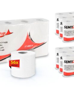 SemyTop Toilettenpapier, 3-Lagig, 56 Rollen für perfekte Hygiene - weiche & reißfeste Qualität, motivgeprägt, gehoben-we