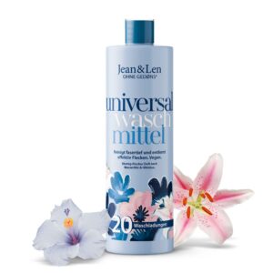 Jean & Len Universal Waschmittel Wasserlilie & Hibiskus, Fasertiefe Reinigung & Fleck-Weg-Effekt, vegan & ohne Microplas