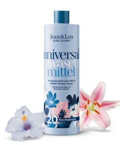 Jean & Len Universal Waschmittel Wasserlilie & Hibiskus, Fasertiefe Reinigung & Fleck-Weg-Effekt, vegan & ohne Microplas