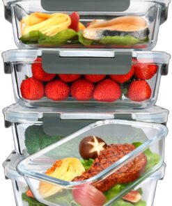MCIRCO Glas-Frischhaltedosen | 5er Set klick-It mit Silikonring | Ideal für Meal Prep | 1040ml Dosen | Sortiertupe 5er S