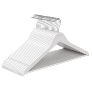 SONGMICS Wolkenweiß Kleiderbügel Holz, 20er Set, 360° drehbarer Haken, Einkerbungen im Schulterbereich, für Träger und J