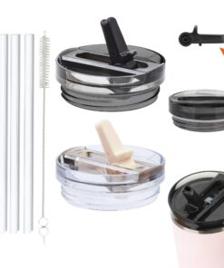 Stanley Cup Deckel Auslaufsicher + Leak-Proof + Ersatzdeckel für Stanley Cup 40 oz Trinkkanne + Staubdicht mit 4 Strohha
