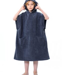 TOMEEK Handtuch Poncho mit Kapuze für Kinder Weich mit Tasche Strand Surfen